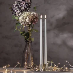 LED Antikljus Långa Metallic Silver