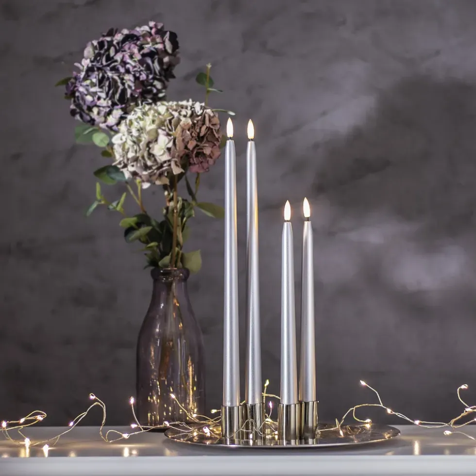 LED Antikljus Metallic Silver