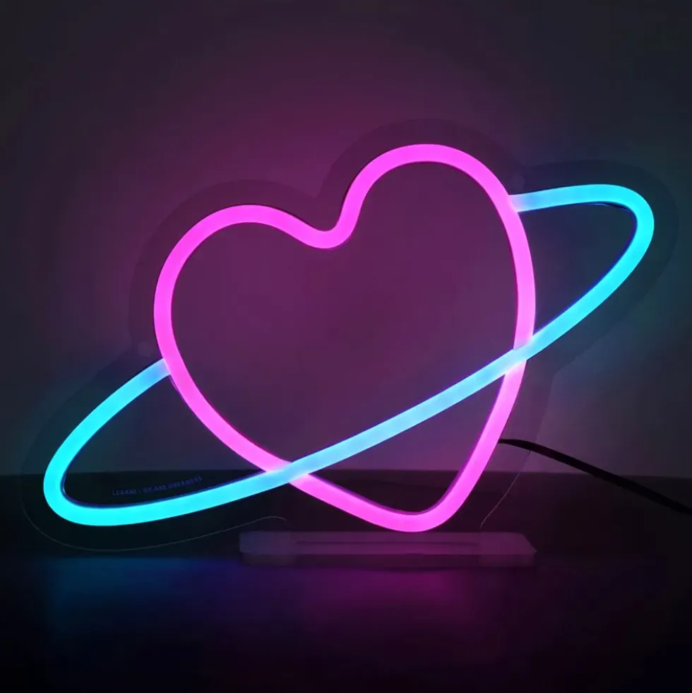 LED-lampa Planet Heart med Neon-effekt