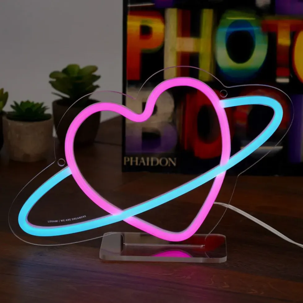 LED-lampa Planet Heart med Neon-effekt