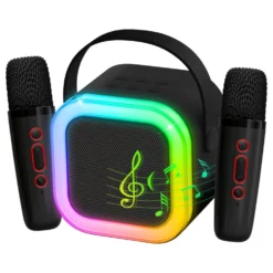 LED Mini Karaokehögtalare med Mikrofoner
