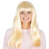 Lång Blond Peruk med Lugg