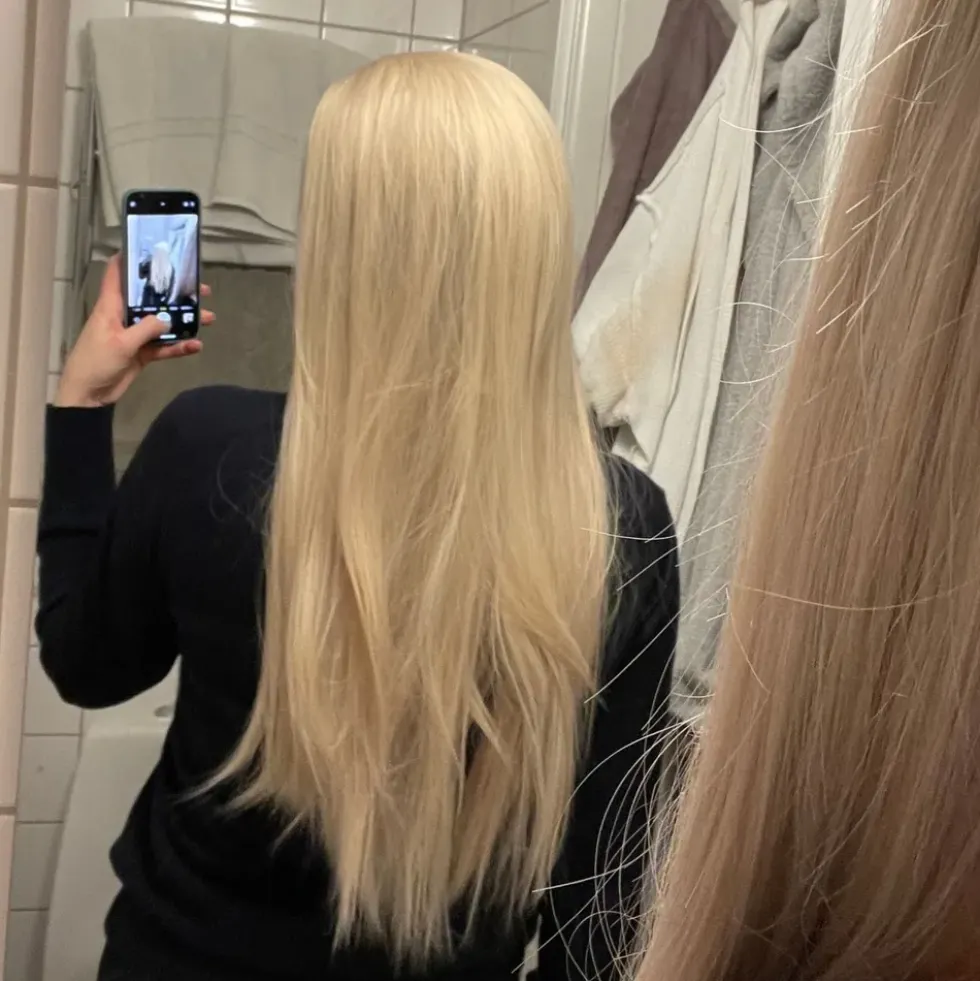Lång Rak Blond Deluxe Peruk