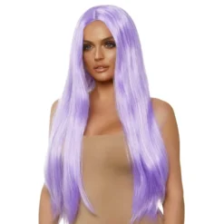 Lång Rak Lila Deluxe Peruk