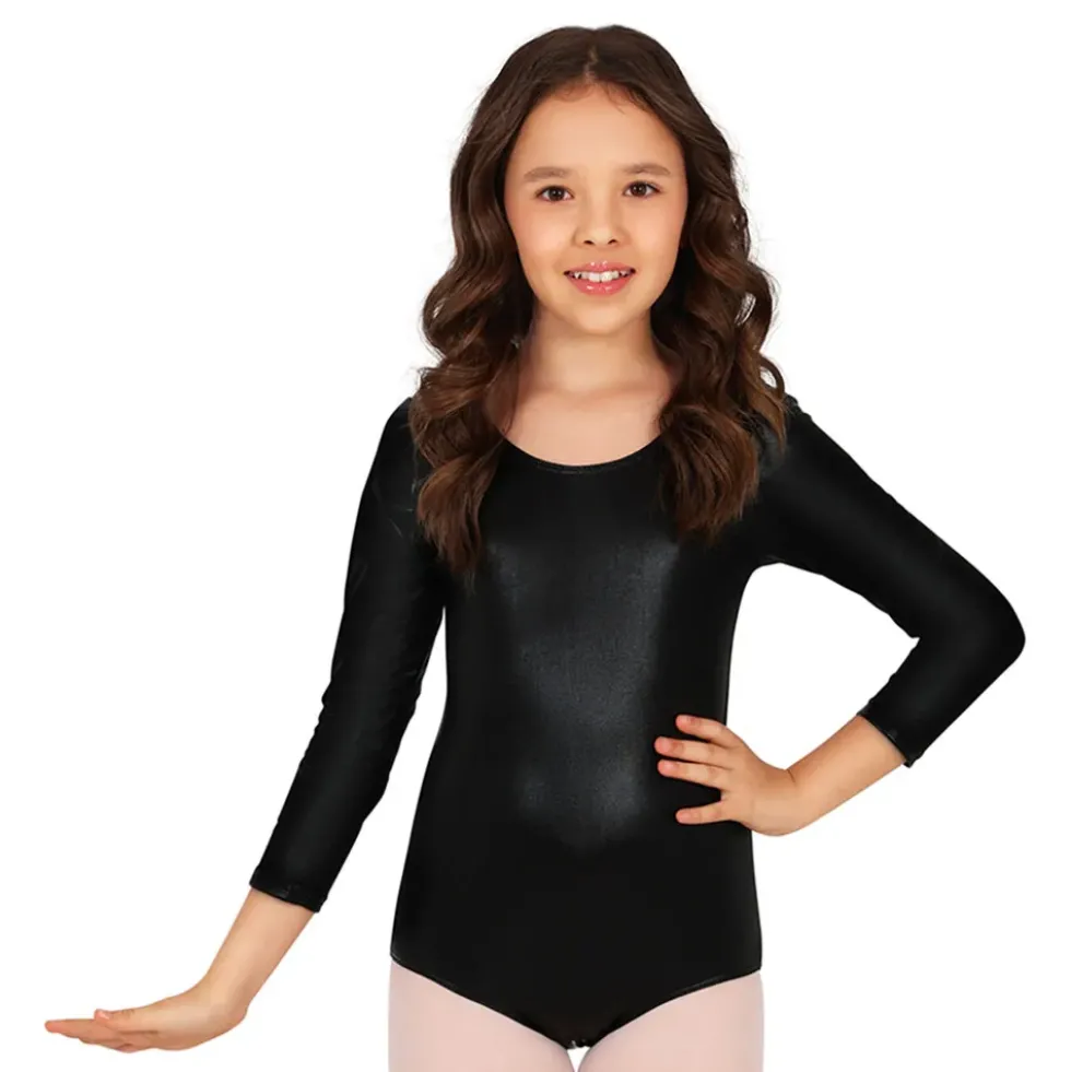 Långärmad Body för Barn Svart Metallic