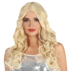 Naturliga Lockar Blond Lång Peruk