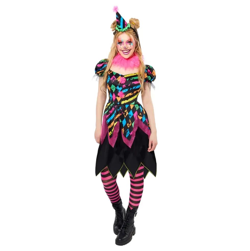Neon Clown Klänning Maskeraddräkt
