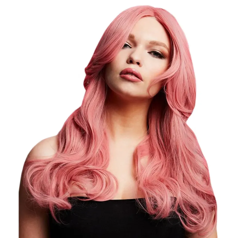 Nicole Askrosa Lång Peruk med Lockar