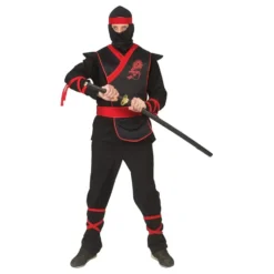 Ninja Svart/Röd Maskeraddräkt