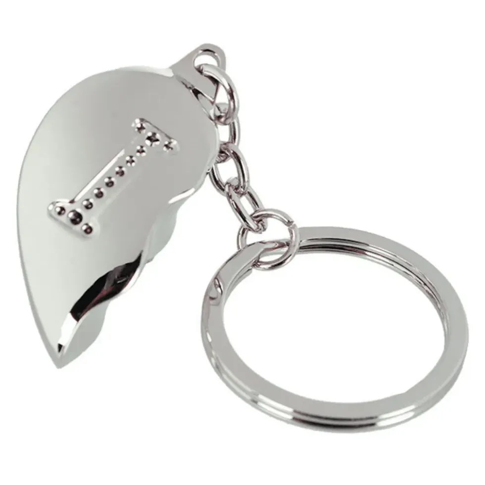 Nyckelring Halvt Hjärta med Bokstav
