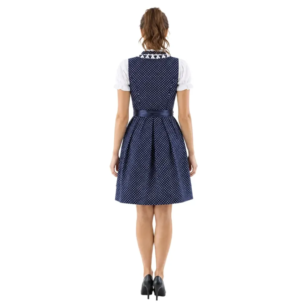 Oktoberfest Dirndl Blå/Vit Polka Dot Maskeraddräkt