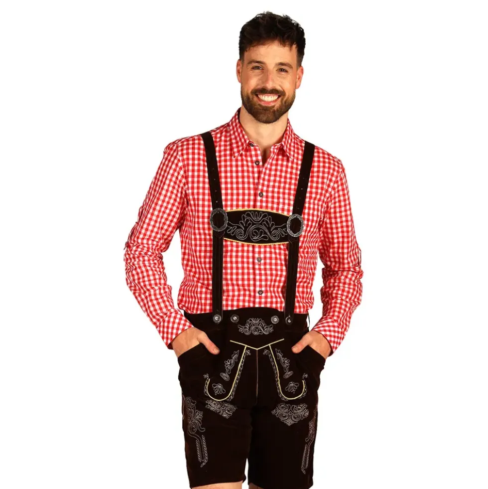 Oktoberfest Lederhosen Shorts Deluxe Mörkbrun