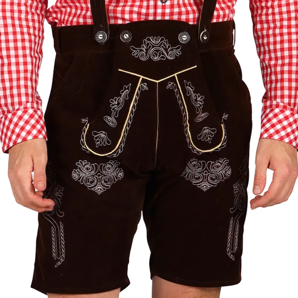 Oktoberfest Lederhosen Shorts Deluxe Mörkbrun