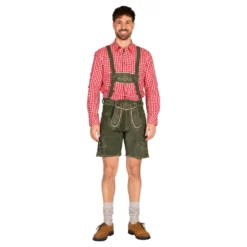 Oktoberfest Lederhosen Shorts Deluxe Grå/Grön