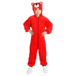 Onesie Röd Björn Barn Maskeraddräkt