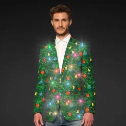 OppoSuits Christmas Green Tree Light Up Kavaj