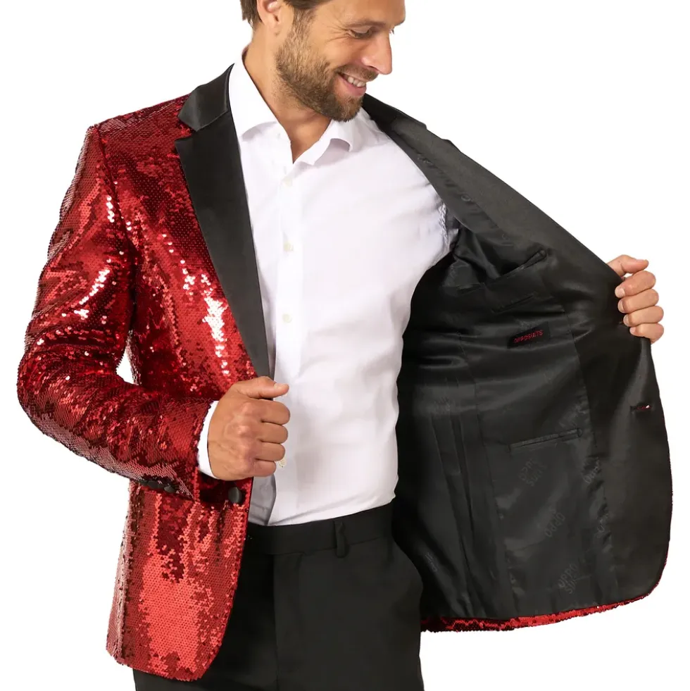 OppoSuits Paljettkavaj Briliant Röd