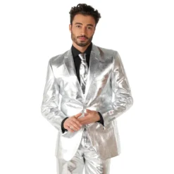 OppoSuits Shiny Silver Kostym