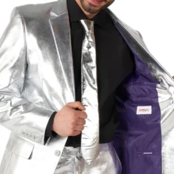 OppoSuits Shiny Silver Kostym