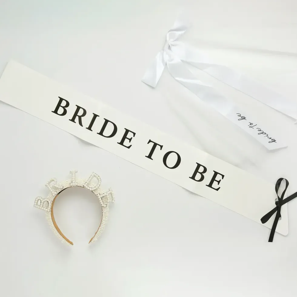 Ordensband Bride to Be Vit/Svart