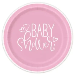 Pappersassietter Baby Shower Rosa