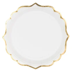 Pappersassietter Rund Vit/Guld