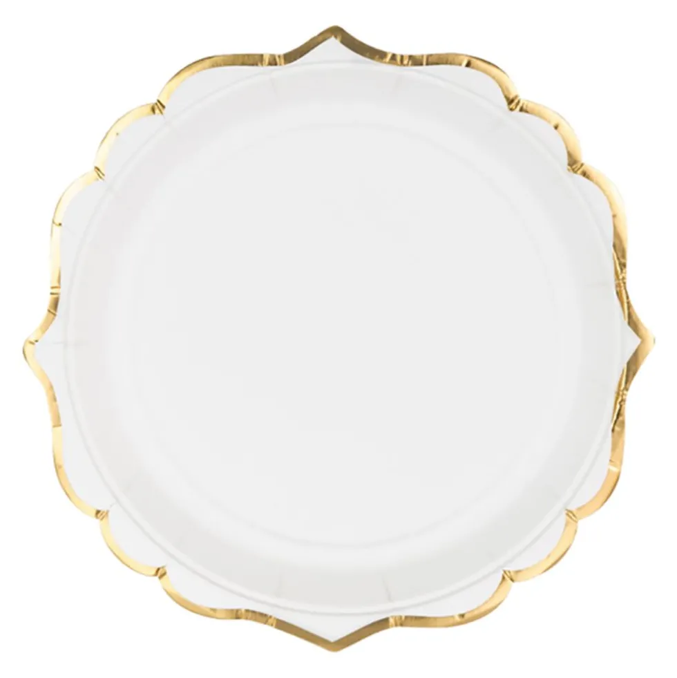 Pappersassietter Rund Vit/Guld