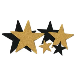 Pappersdekorationer Stjärnor Svart/Guld Glittriga