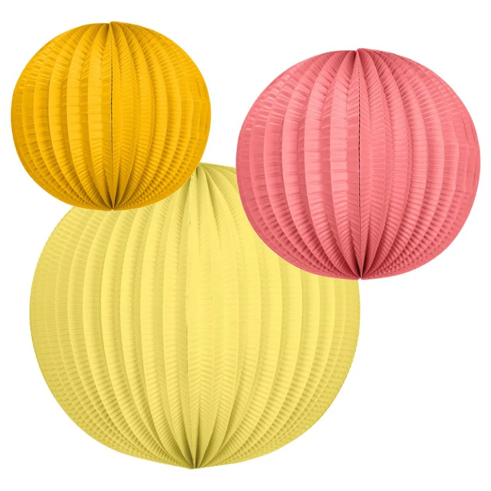 Papperslyktor Rosa/Gul/Orange