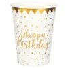 Pappersmuggar Happy Birthday Guld/Vit