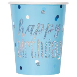 Pappersmuggar Happy Birthday Blå Skimmer