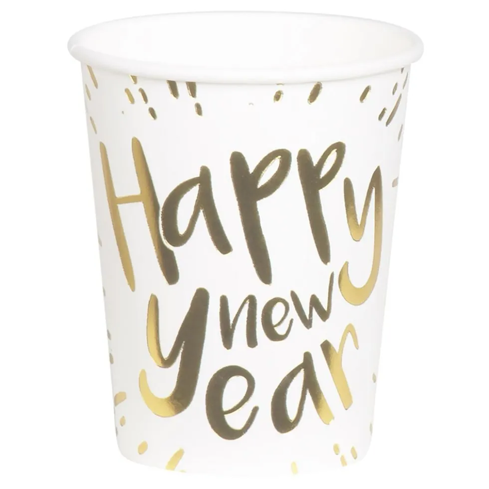 Pappersmuggar Happy New Year Guldmetallic