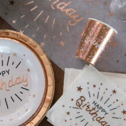 Pappersmuggar Sparkling Happy Birthday Roséguld