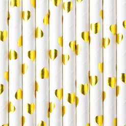 Papperssugrör Hjärtan Guld Metallic