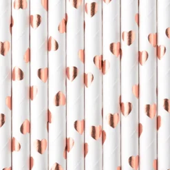 Papperssugrör Hjärtan Roséguld Metallic