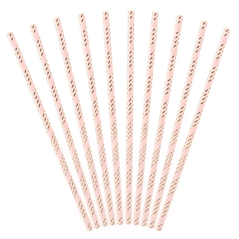 Papperssugrör Rosa/Guld