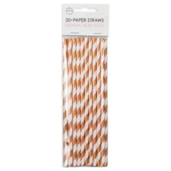 Papperssugrör Roséguld Metallic Randiga