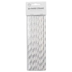 Papperssugrör Silver Metallic