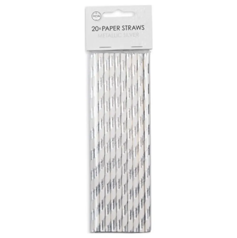Papperssugrör Silver Metallic