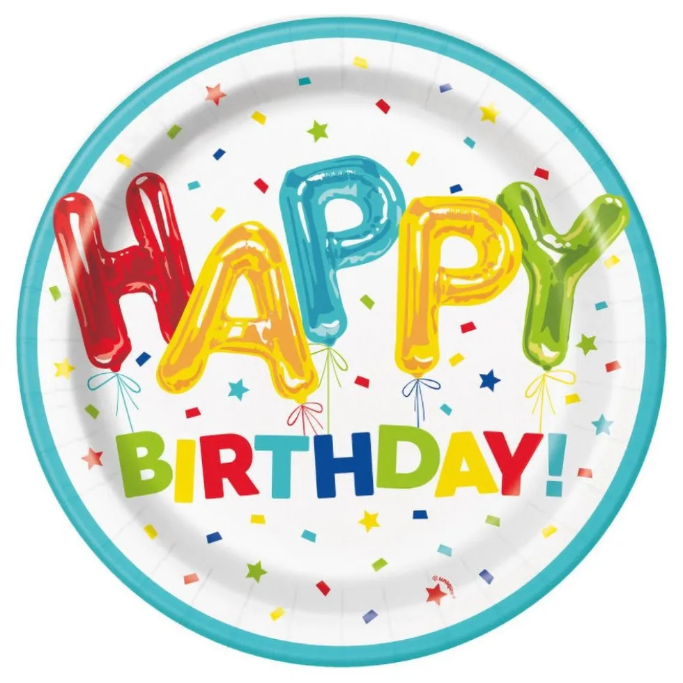 Papperstallrikar Ballonger Happy Birthday