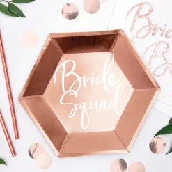 Papperstallrikar Bride Squad Roséguld