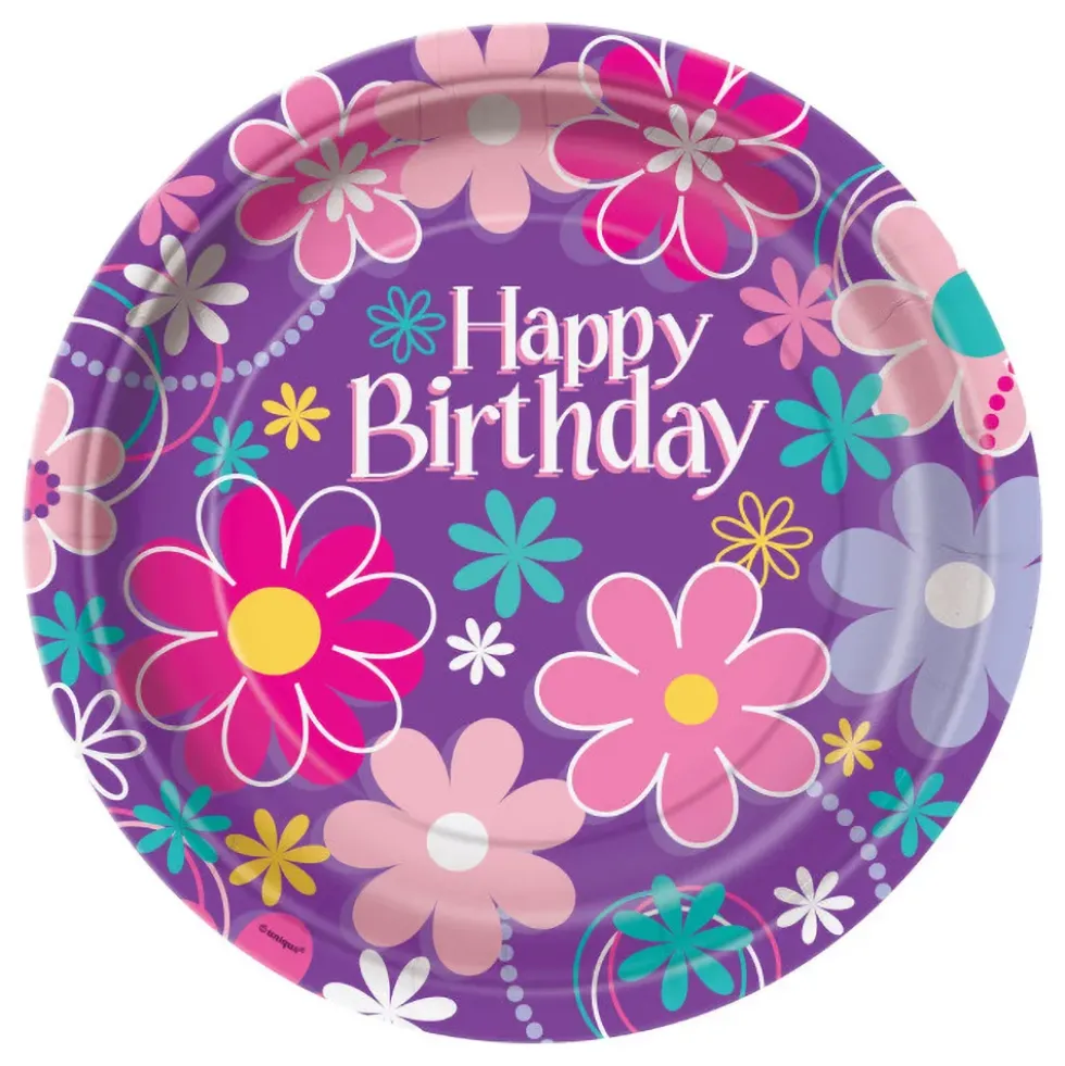Papperstallrikar Happy Birthday Lila