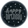 Papperstallrikar Happy Birthday Svart