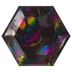 Papperstallrikar Hexagon Halloween Neon