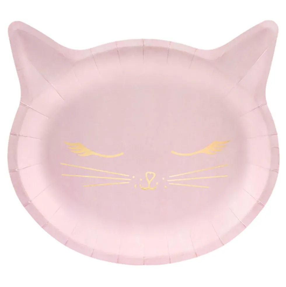 Papperstallrikar Katt Rosa
