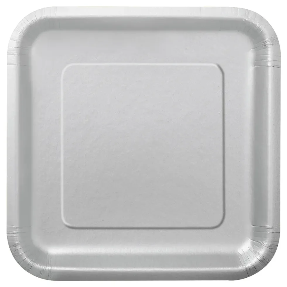 Papperstallrikar Kvadrat Silver