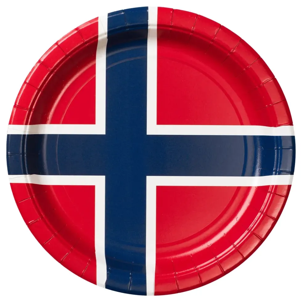 Papperstallrikar Norska Flaggan