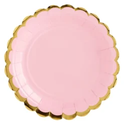 Papperstallrikar Rund Rosa/Guld