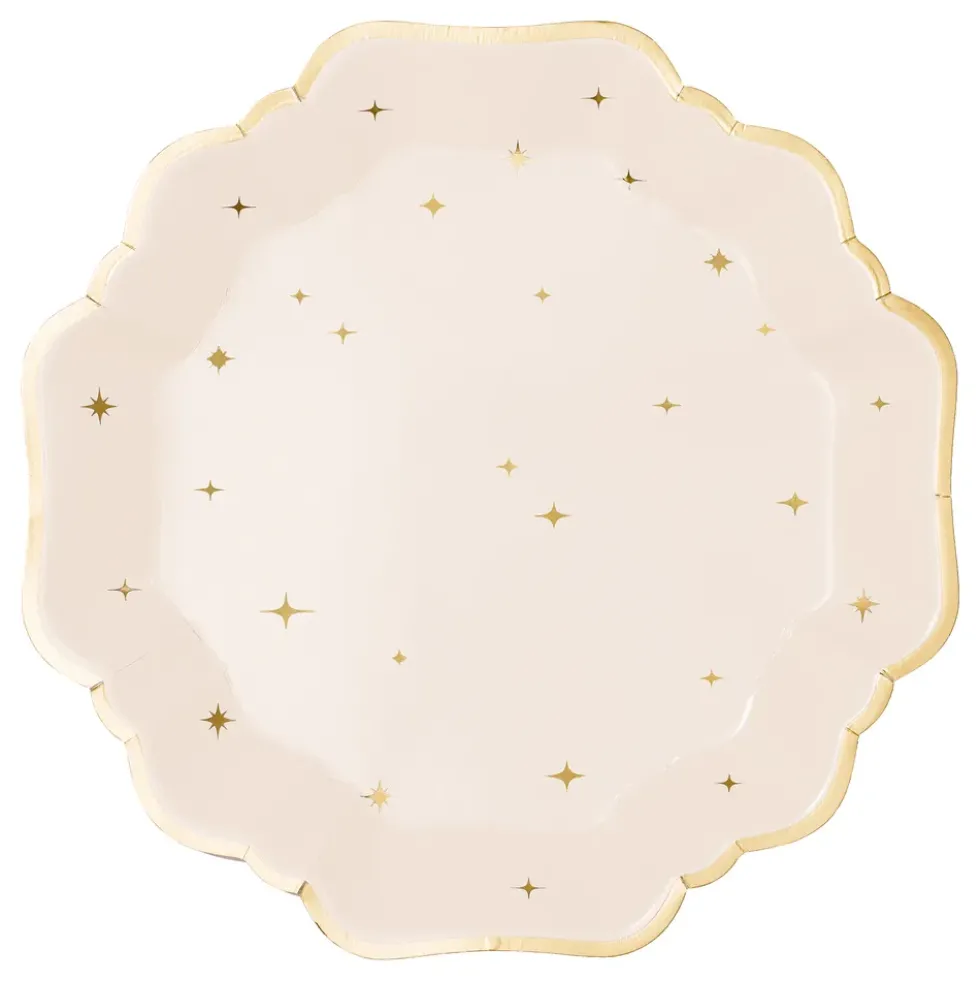 Papperstallrikar Stjärnor Beige