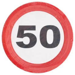 Papperstallrikar Trafikskylt 50